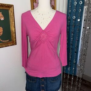Vintage Y2K Pink V-Neck Women's Top